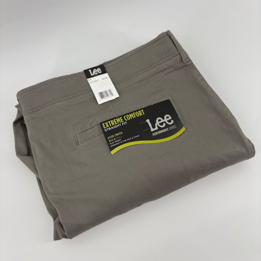 Lee Extreme Comfort Straight Fit Pants 50x30 Gray Big & Tall Active Stretch